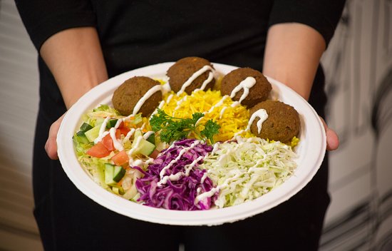 falafel rice plate with